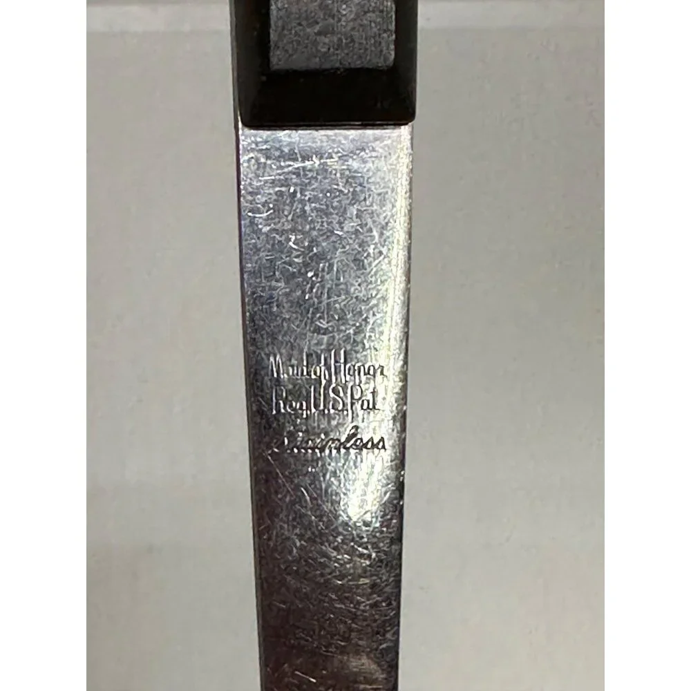 VTG Stainless Carving Set 2 Meat‎ Fork & Slotted Spoon Black Handle 12